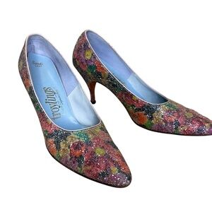 Vintage Troyling by Seymour Troy Pumps | 1950s Glitter Floral Heels | Size 8.5